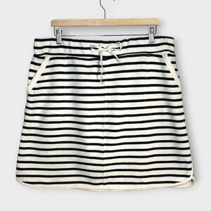 T by Talbots Skirt XL Cotton Pockets Drawstring Waist Stripes Nautical